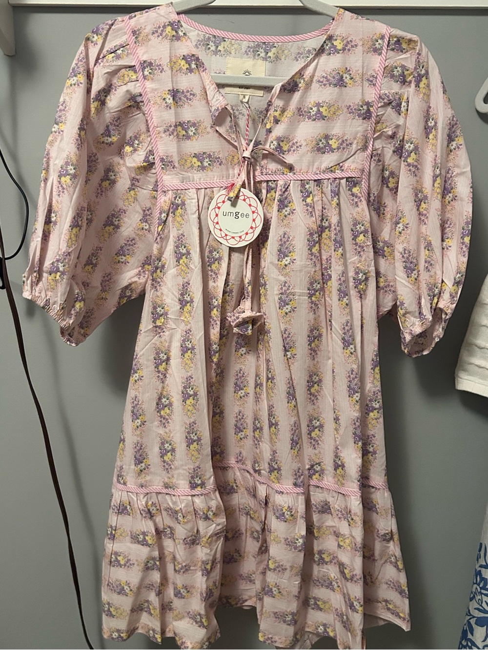 Umgee Pink Floral Tie-Front Dress